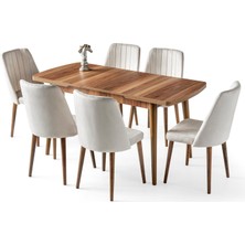 Erezoğulları Mobilya Milano Mdf Açılır Mutfak Masa 6 Lı Sandalyeli Takım 75x130cm