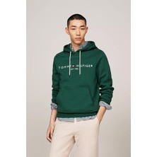 Tommy Hilfiger Erkek Tommy Logo Baskılı Sweatshirt-Yeşil