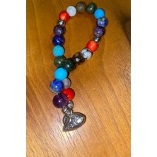 Rahan Çin Takvimi Burçları 7 Çakra Doğal Taş Bileklik Hand Made El Işi Feng Shui Ejderha Yılı Koruyucu Hayvan Metal Fare Sıçan Rat Objeli