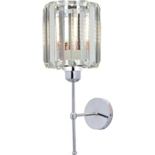 Burenze Modern Kristal Taşlı 1 Adet Kablosuz Pilli Aplik Aç Kapa Butonlu Tak Çalıştır Krom Gümüş