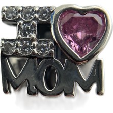 Zeyyn Sılver 925 Ayar Gümüş I Love Mom Taşlı Charm