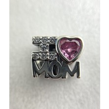 Zeyyn Sılver 925 Ayar Gümüş I Love Mom Taşlı Charm