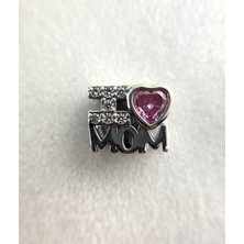 Zeyyn Sılver 925 Ayar Gümüş I Love Mom Taşlı Charm