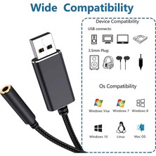 Gerlax Kulaklık Ses Adaptörü USB To 3.5mm USB -3.5mm Kulaklık Ses Adaptörü USB Aux Adaptörü Pc, Dizüstü Bilgisayarlar, Ps4, Windows, Mac, Linux