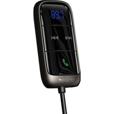 Yesido Araç Içi Esnek Uzayan USB Kablo Çıkışlı Bluetooth Bt 5.0 LED Ekranlı Müzik ve Telefon Konuşma Sağlayıcı Fm Transmitter