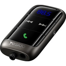 Yesido Araç Içi Esnek Uzayan USB Kablo Çıkışlı Bluetooth Bt 5.0 LED Ekranlı Müzik ve Telefon Konuşma Sağlayıcı Fm Transmitter