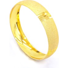 Altın Kaplama Simli Çizgili Bilezik 1.5 cm BLZ-3044