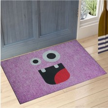 Stepmat Mor Gülen Emoji Çift Taraflı Kauçuk Kapı Önü Paspası