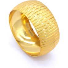 Bz Burgu Zincir Bz 22 Ayar Altın Kaplama Mega Simli Çizgili Bilezik 3 cm BLZ-1114