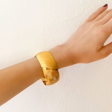Altın Kaplama Yatay Çizgili  Bilezik 3 cm BLZ-3039