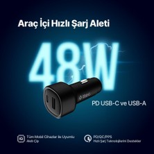 Ttec Smartcharger Duo Pd 48W Araç Hızlı Şarj Aleti Usb-C+Usb-A - Usb-C-Usb-C 3A Kablo