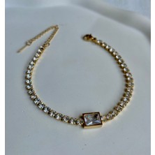 Demokan Kadın Çelik Bileklik Baget Taş Su Yolu Bileklik