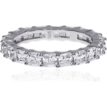 Celikchi Kadın Kare Taş Tam Tur Gümüş Yüzük