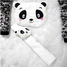 Zolo Kids Sevimli Panda Araba Boyun Yastığı ve Emniyet Kemeri Aksesuarı Peluş Kılıf Seti (1 Yastık ve 1 Kılıf)