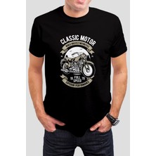 Motor Baskılı Siyah Tişört C940