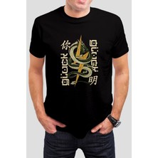 Ejderha Baskılı Siyah Tişört C906