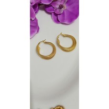 Didams Accessories 5 Sıralı Halka Model Gold Küpe