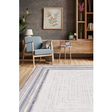 Artemis Halı Romantik 02432b Gri Mavi Çizgi Desenli Halı