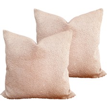 Arasta Design Bohem, Teddy 2'Li Set Kırlent Kılıfı, Buklet Dekoratif Kırlent Kılıfı, 43x43 Cm