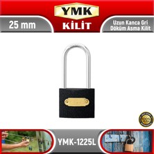YMK Uzun Kanca Gri Döküm Asma Kilit | 25 mm | YMK-1225L