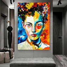 Emilart Soyut Renkli Kadın Yüzü Özel Tasarım Kanvas Tablo