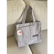 Baglovis Kanvas Kumaş Nakış Detaylı Büyük Omuz Çantası