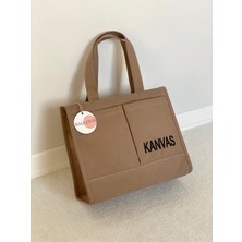 Baglovis Kanvas Kumaş Nakış Detaylı Büyük Omuz Çantası