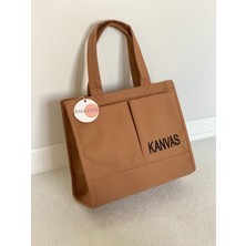 Baglovis Kanvas Kumaş Nakış Detaylı Büyük Omuz Çantası
