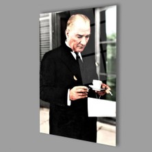 Exela Home Atatürk Cam Tablo 4mm Dayanıklı Temperli Cam, Atatürk Glass Wall Art