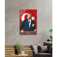 Exela Home Atatürk Cam Tablo 4mm Dayanıklı Temperli Cam, Atatürk Glass Wall Art