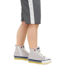 Kiko Kids Tinna Bağcıklı Erkek Bebek Boğazlı Keten Spor Ayakkabı Gri