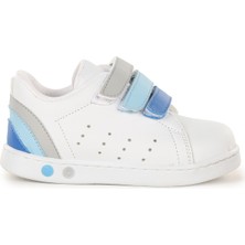 Kiko Kids Lunce Cırtlı Işıklı Erkek Bebek Spor Ayakkabı Beyaz - Mavi