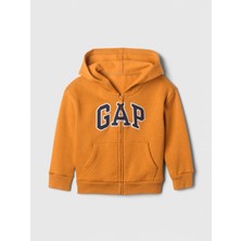 Gap Erkek Çocuk Turuncu Gap Logo Fleece Fermuarlı Sweatshirt