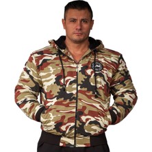 Big Sam Kapşonlu Kürk Detaylı Kamuflaj Kapşonlu Big Sam 4062