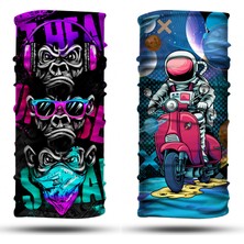 Dair Aksesuar 2'li Set Bandana Erkek Bandana Kadın Bandana Motosiklet Bandana Boyunluk Balaklava Outdoor Maske