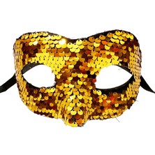 Ynt İthalat Altın Renk Payetli Pullu Parti Maskesi Balo Venedik