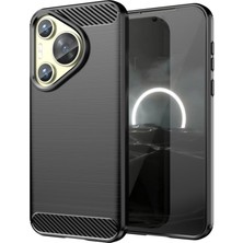 Microcase Huawei Pura 70 Brushed Carbon Fiber Silikon Kılıf - Siyah AL3332