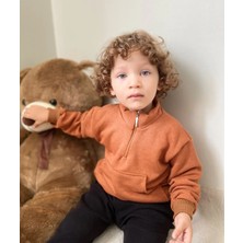 Bebeğime Çorap Unisex Fermuarlı Dik Yaka Kanguru Cepli Çocuk Çocuk Sweatshirt