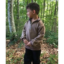 Bebeğime Çorap Unisex Fermuarlı Dik Yaka Kanguru Cepli Çocuk Çocuk Sweatshirt