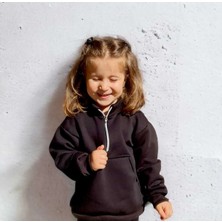 Bebeğime Çorap Unisex Fermuarlı Dik Yaka Kanguru Cepli Çocuk Çocuk Sweatshirt
