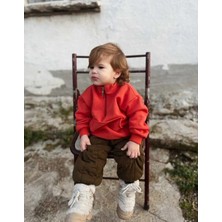 Bebeğime Çorap Unisex Fermuarlı Dik Yaka Kanguru Cepli Çocuk Çocuk Sweatshirt