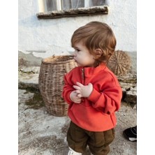 Bebeğime Çorap Unisex Fermuarlı Dik Yaka Kanguru Cepli Çocuk Çocuk Sweatshirt
