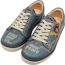 Kadın Vegan Deri Mavi Sneakers - Find Your Inner Peace Tasarım