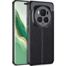 Microcase Honor Magic 6 Pro 5g Leather Serisi Deri Efekt Silikon Kılıf - Siyah AL3337