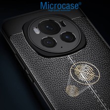 Microcase Honor Magic 6 Pro 5g Leather Serisi Deri Efekt Silikon Kılıf - Siyah AL3337