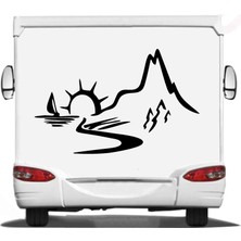 Sticker Usta Dağ Orman Deniz Manzara Karavan 4x4 Offroad Araba Oto Karavan Sticker 00130