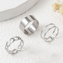 Chavin 3 Lü Ekle M Yüzüğü Bayan Silver YÜZÜK EV27BY