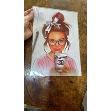 Gönülden Tasarım Ütü Ile Yapışan Gözlüklü Kız Tişört Trasnfer Baskı Arma 25X18 cm