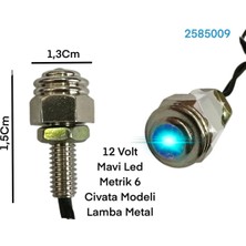 Gcstore 2 Adet 12 Volt  Mavi 6mm Metal Civata Dekor LED Lamba Iç ve Dış Uyumlu