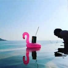 Tekno Trust Pembe Flamingo Şişme Deniz Havuz Bardak Tutucu Float Bar 18-22CM